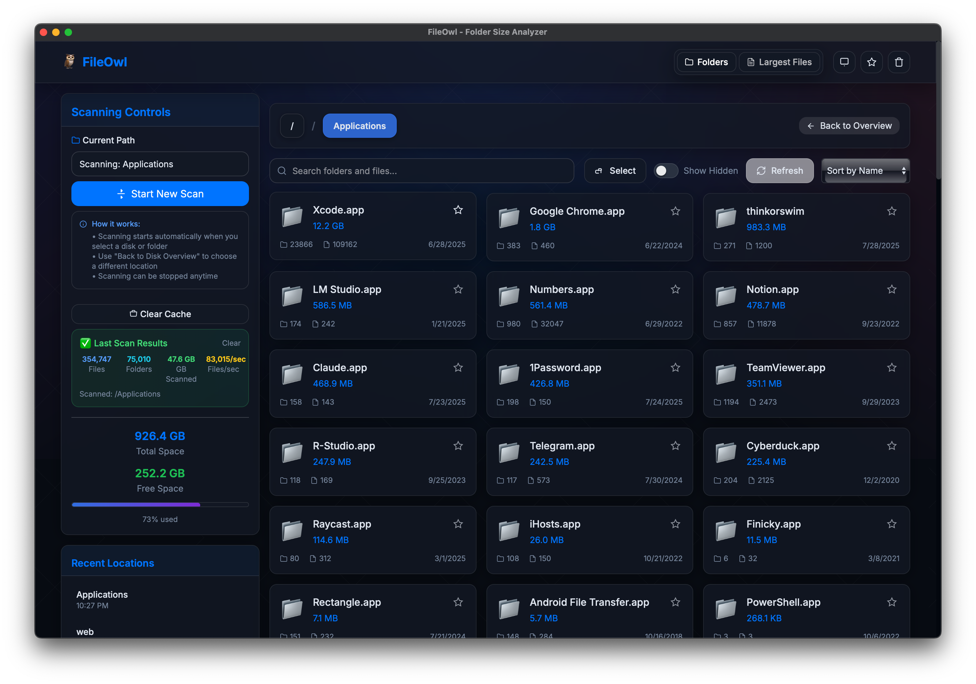 FileOwl Interface - Performance View